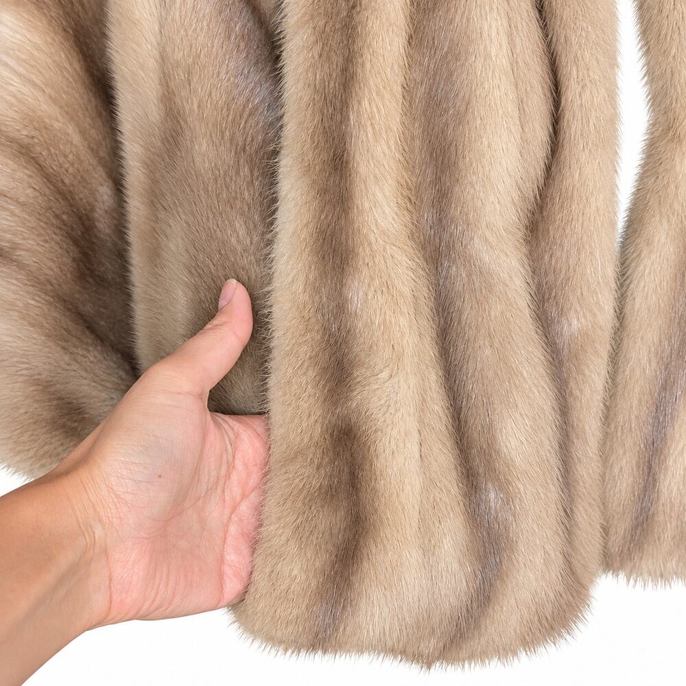 Vintage I. Magnin Genuine Mink Fur Capelet Jacket Cool Beige - Picture 9 of 12